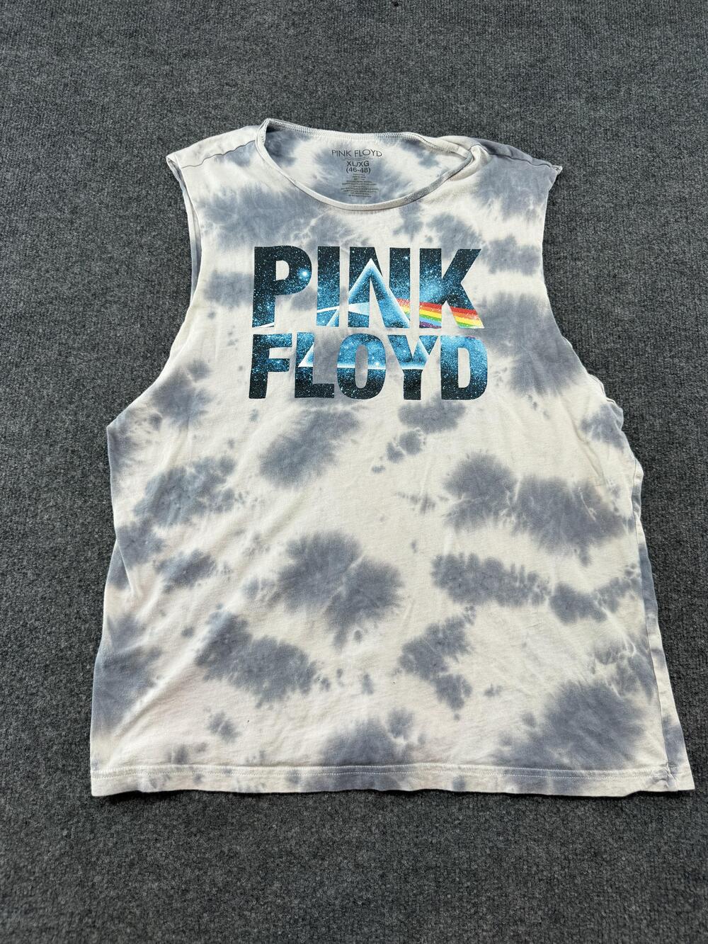Pink Floyd Shirt Mens XL Gray Tie Dye Sleeveless Muscle Graphic Band Tee